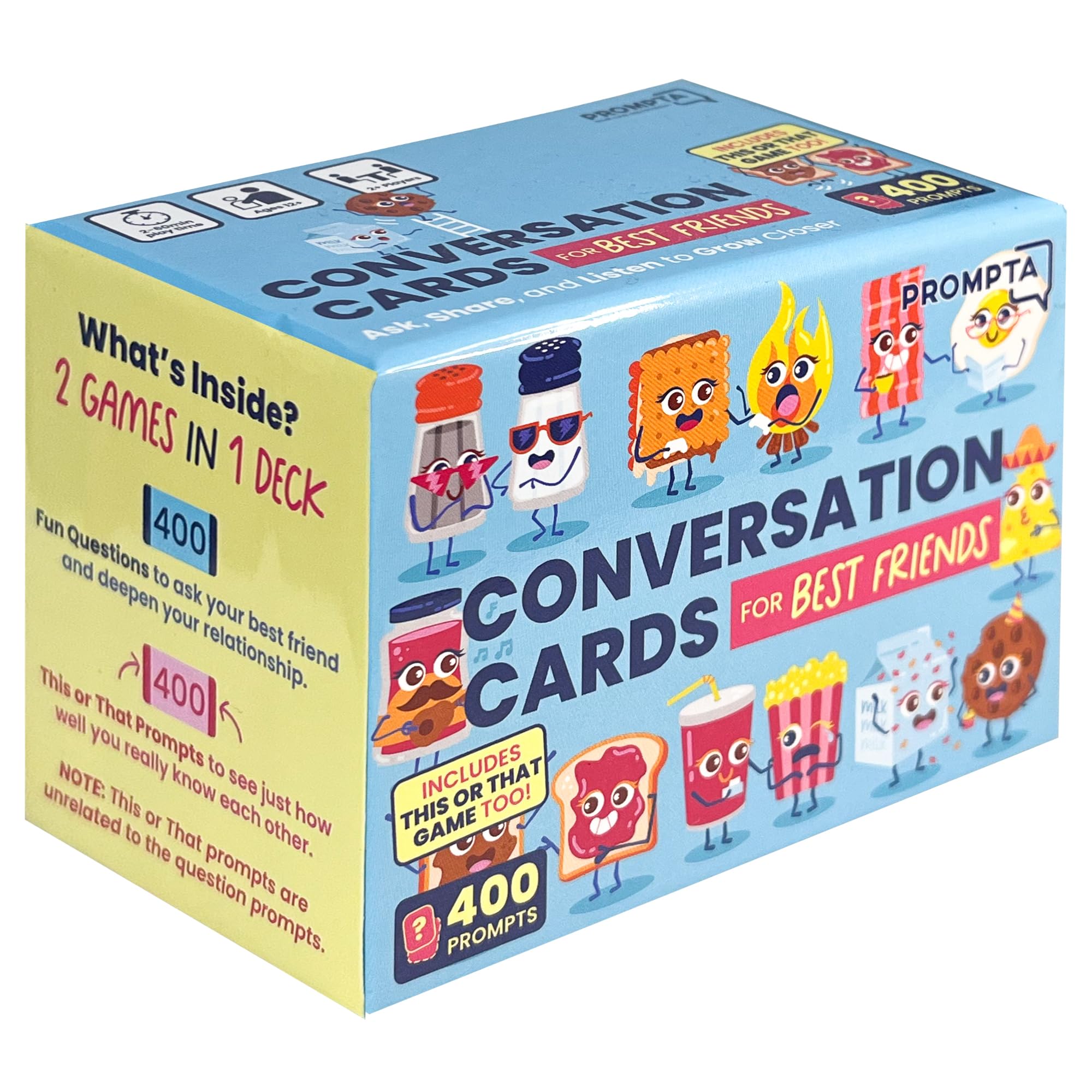 400 Conversation Cards for Best Friends – Fun, Deep Questions for Adults, Teens, or Couples – Get to Know Your Bestie Even Better with Questions Plus This or That Game – 2.5" x 1.75" Cards