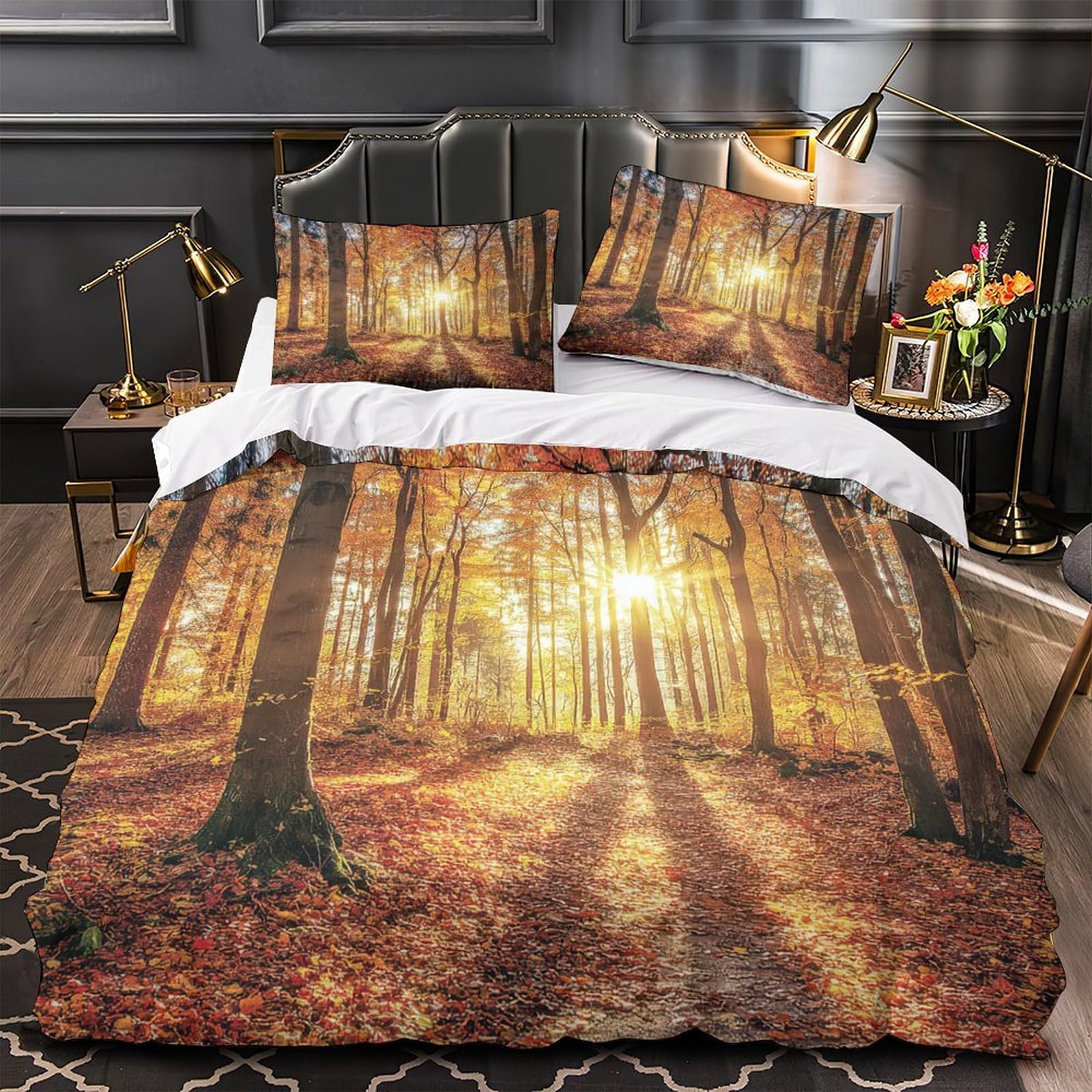 Parure de lit paysage naturel pour chambre d'adulte lit simple 135x200