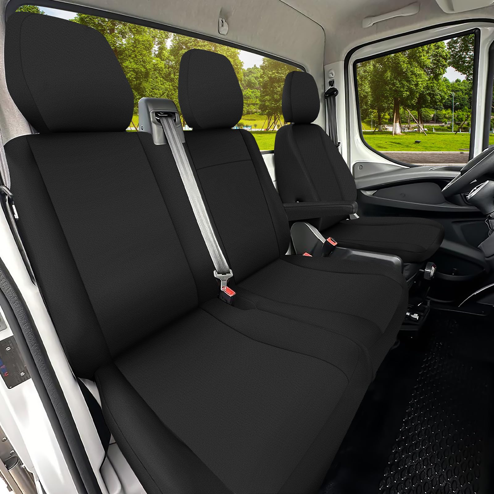 Housse de Siege Voiture, pour Iveco Daily VI 2014-2025 -2+1- Première rangée Housse Voiture Siege Avant, Ensemble de Housses Siège Auto, Noir