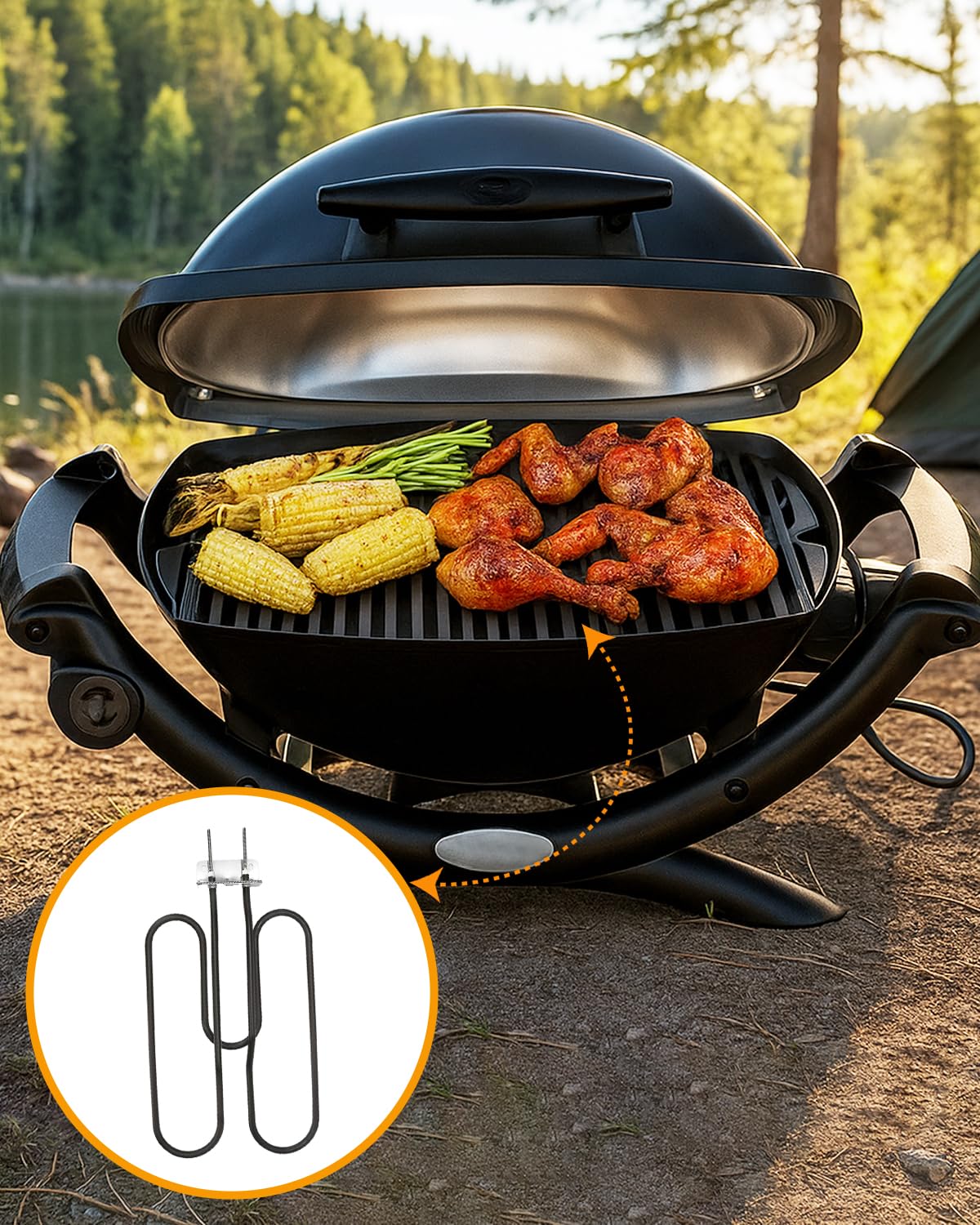 Semaiki Élément Chauffant de Rechange Compatible avec Weber 66631 80342 80343 65620 Q140 Q1400 Serie en Acier Inoxydable pour Barbecue