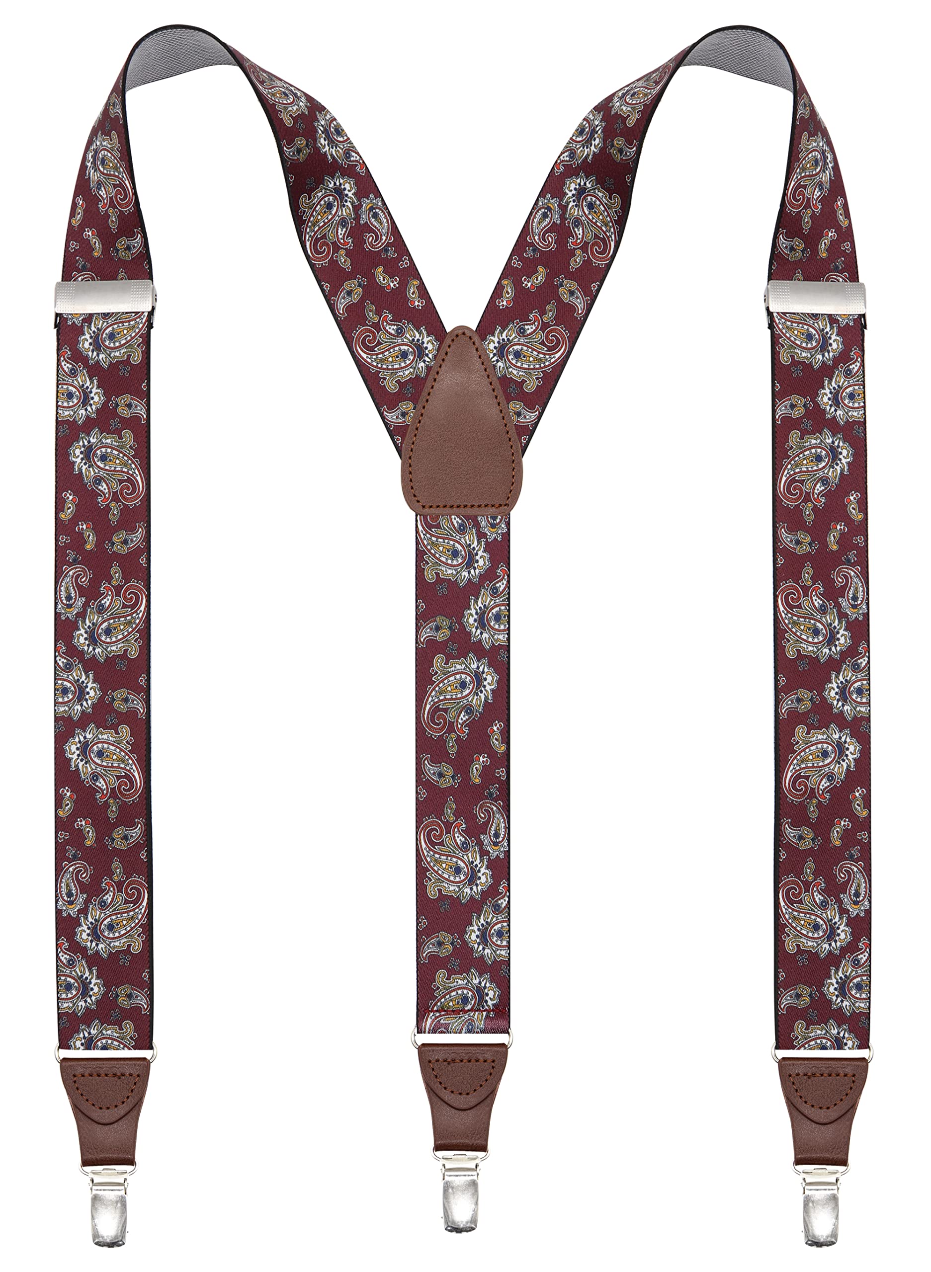 Men’s Y-shape 1.4 Inch Suspender -3 Metal Clips, Elastic Straps