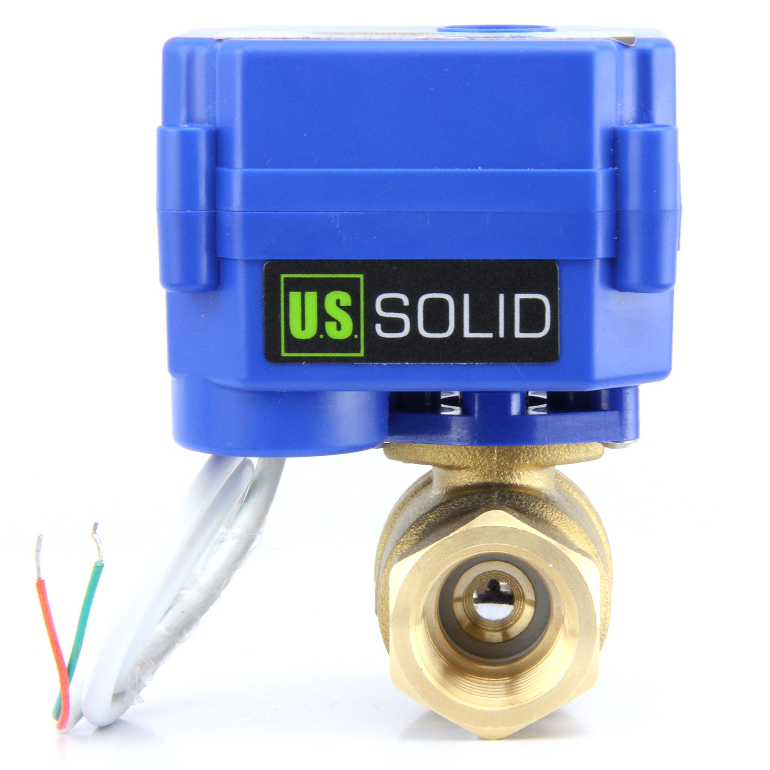 U.S. Solid Válvula de bola motorizada, válvula de bola de latón de 1,27 cm con puerto completo, 9-24 V CA/CC y configuración de retorno automático de 2 cables (paquete de 12)