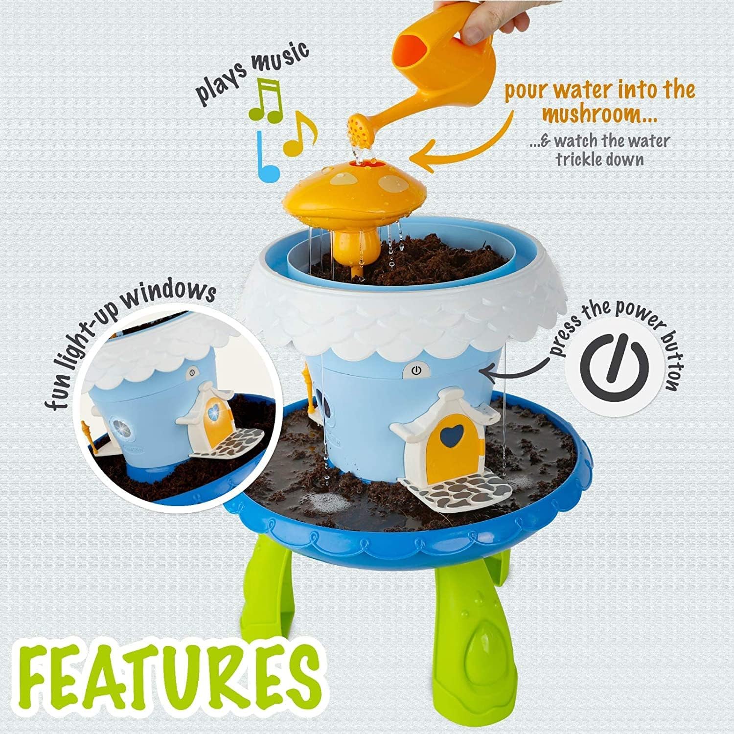 Toyvelt Fairy Garden Kit for Kids - 14" Kids Gardening Set - Fairy House Lights up and Plays Music - Fairy Garden Cottage Comes with Soil, Seeds, Gardening Tools and Furniture