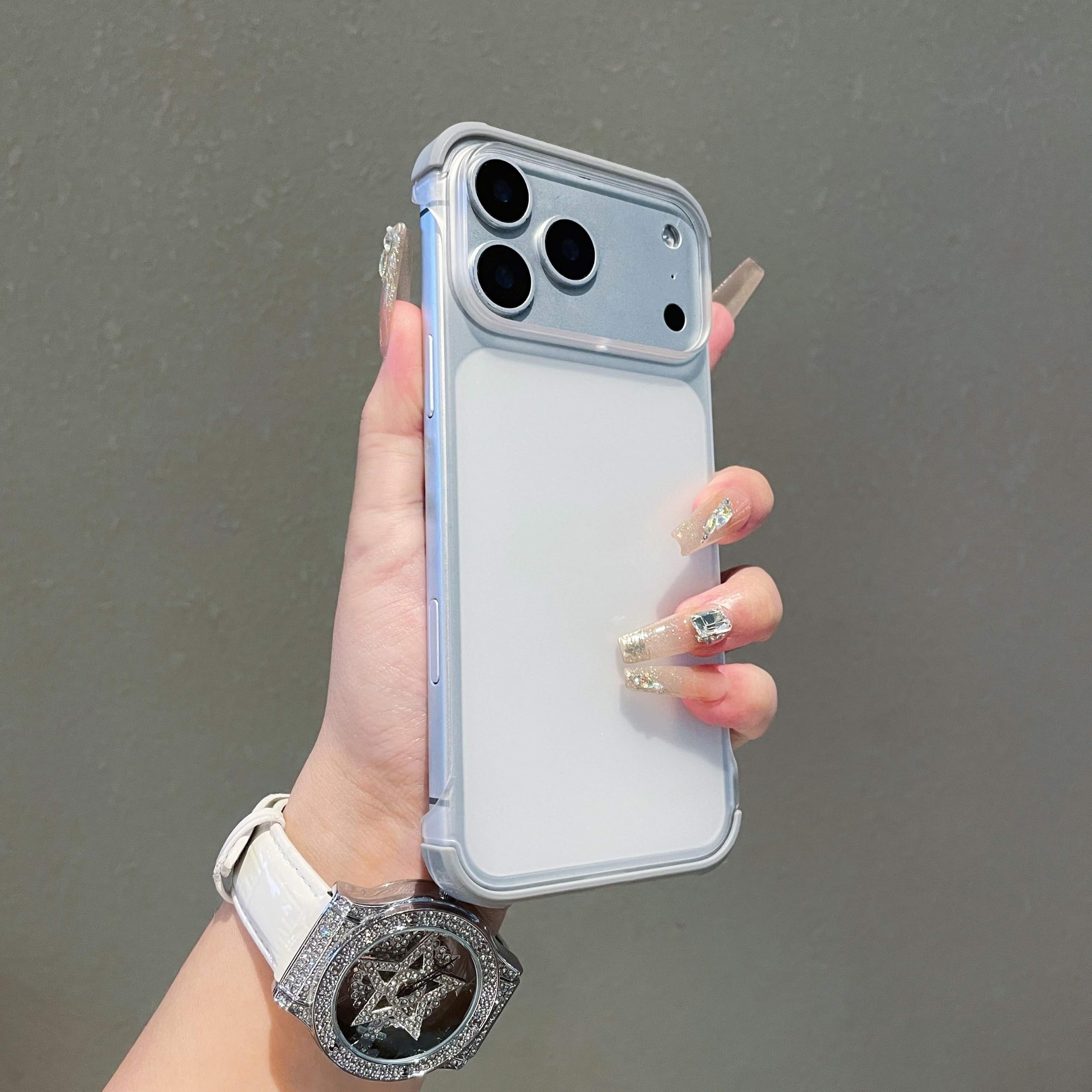 Ultracienkie, przezroczyste, bezramkowe etui do iPhone'a 17 16 15 14 13 12 Pro Max 17 Pro, smukłe, odporne na wstrząsy, matowe etui z twardego plastiku (do iPhone'a 16 Pro/szary)