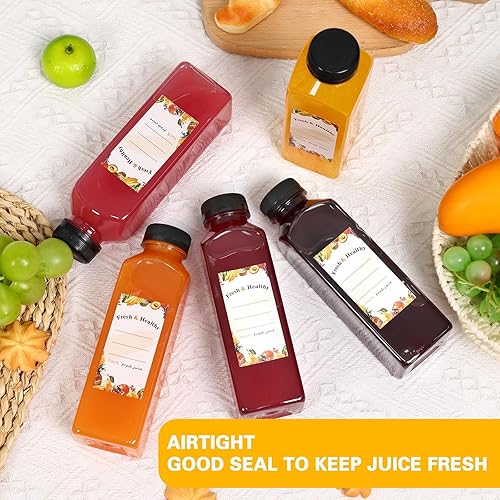 Miniatura 6 de Moretoes 128 botellas de jugo de plástico de 16 onzas con tapas, botellas transparentes reutilizables a granel para batidos y otras bebidas