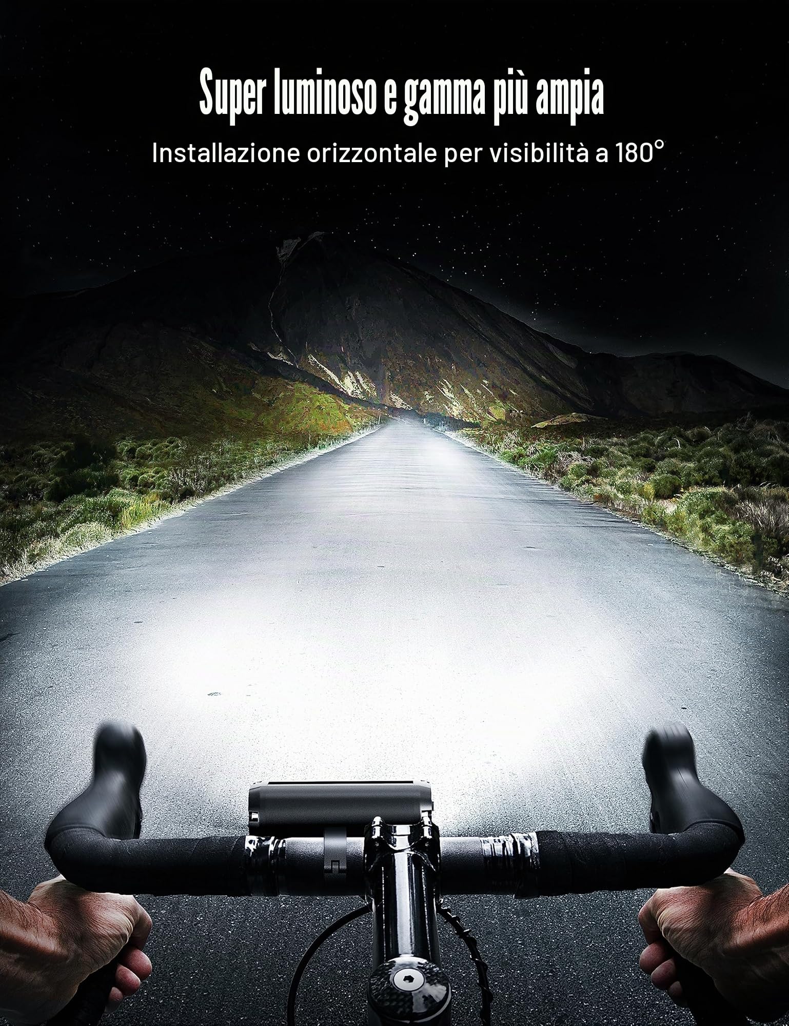 Luci Bicicletta LED, UNBON Luci Bici Ricaricabili USB Luce Bici Anteriore e Posteriore Potente 5 Modalità Luce Bicicletta Impermeabile IPX5 per Guida Notturna MTB Bici Strada e Montagna