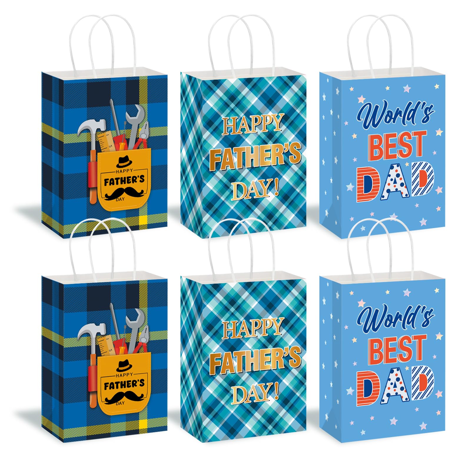 HEYINSHEN 12 Pcs Fathers Day Gift Bags Father's Day Bags with Handle Happy Fathers Day Gift Bag Bulk Best Dad Gift Bag Dad Treat Goodie Present Boxes