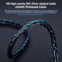 Vista 4 de KBEAR - Cable IEM ST12 de 2 pines, cable de repuesto para auriculares de monitor intrauditivo, 8 núcleos 4N OFC plateado cable de extensión de cable