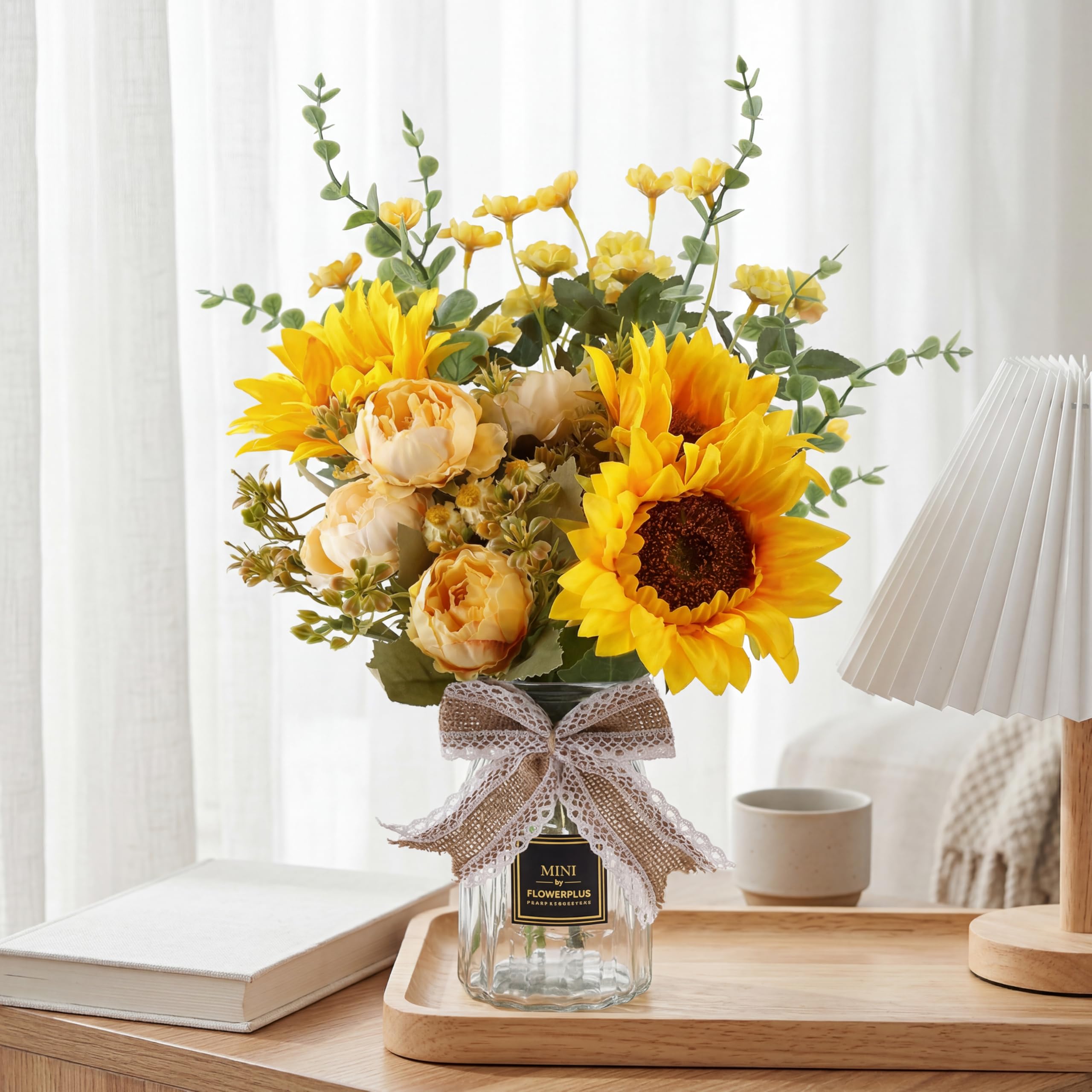 CEWOR Fake Flowers in Vase Artificial Flowers Yellow