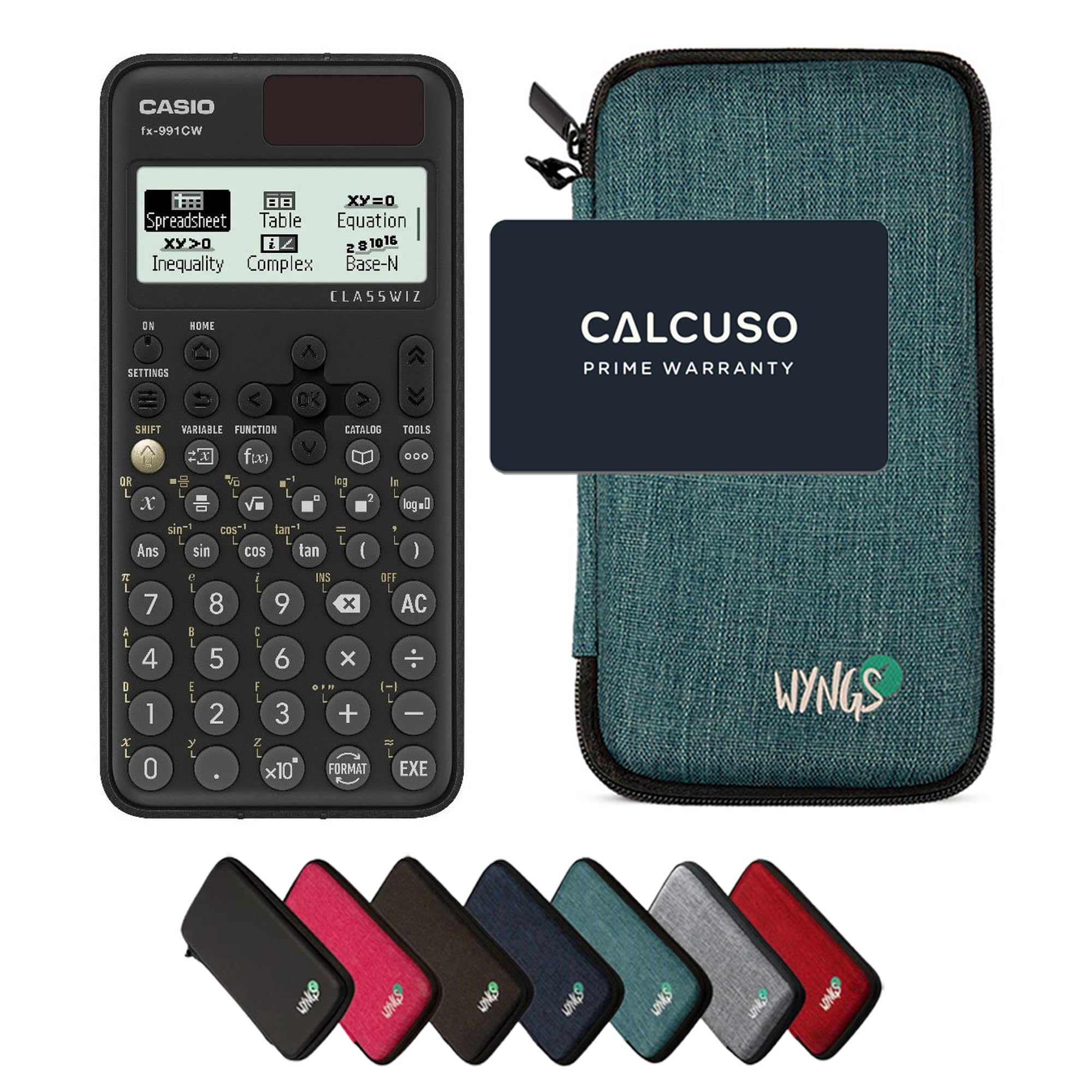 Casio fx-991CW including a WYNGS protective case in Turquoise - Basic Set