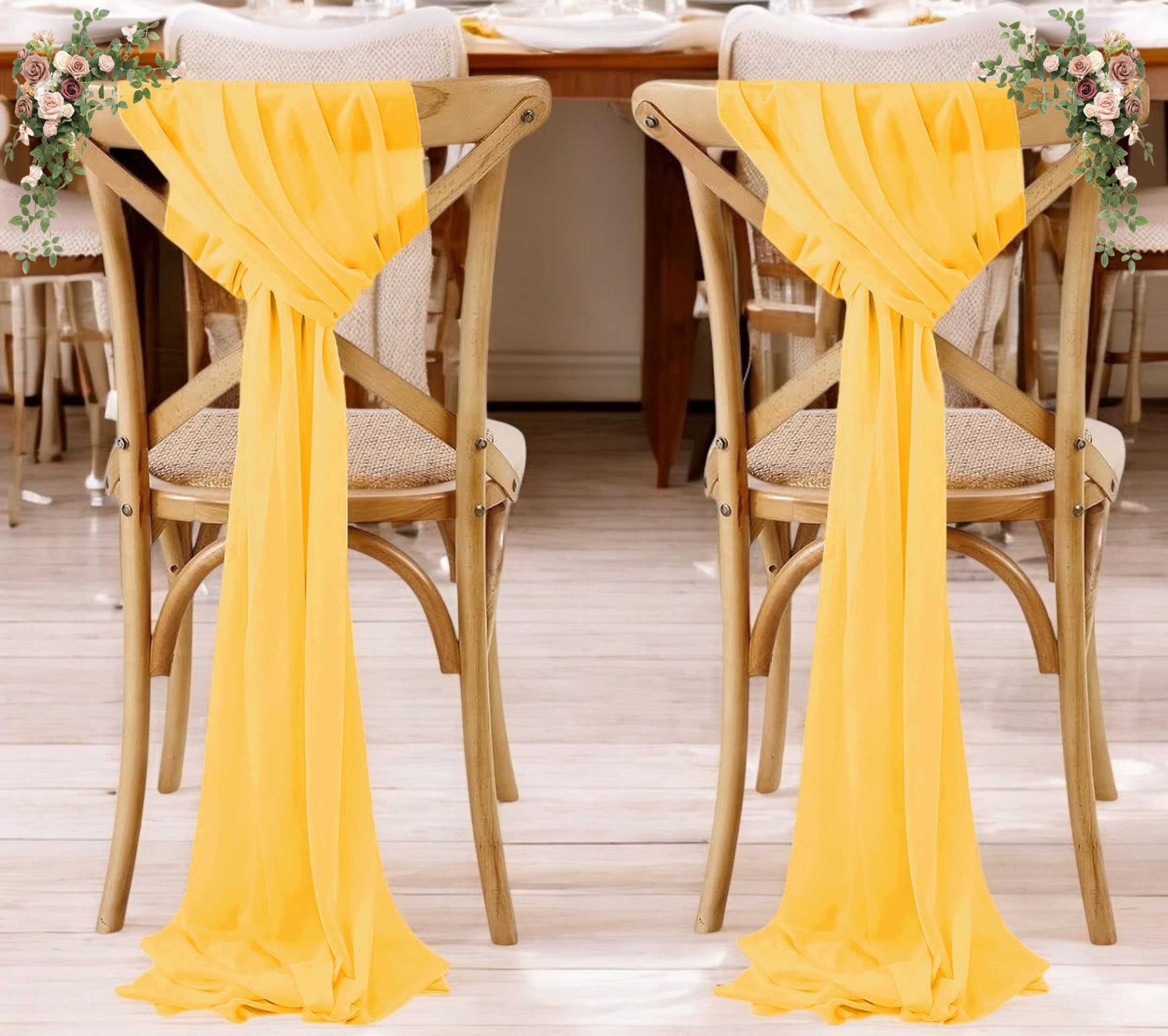 MDS Pack of 25 Chiffon Chair Sashes Bows for Wedding Events Supplies, Decorations for Birthday Parties, Graduations, Engagements, Chair Sashes fits