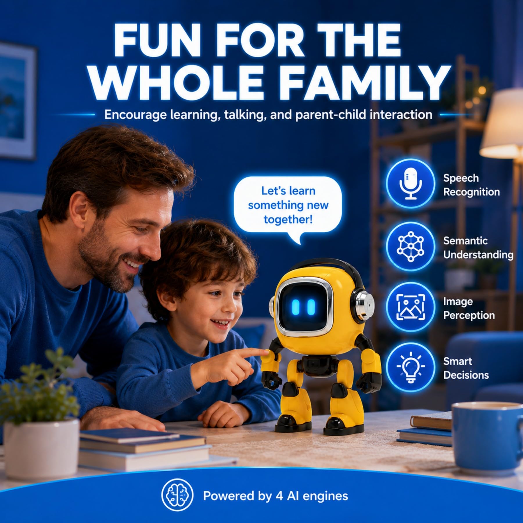 Robot AI Interactivo con Chat de Voz Aprendizaje Multilingüe App | Robot AI interactivo con voz, app, aprendizaje de idiomas y expresiones para escritorio, estudio y entretenimiento.