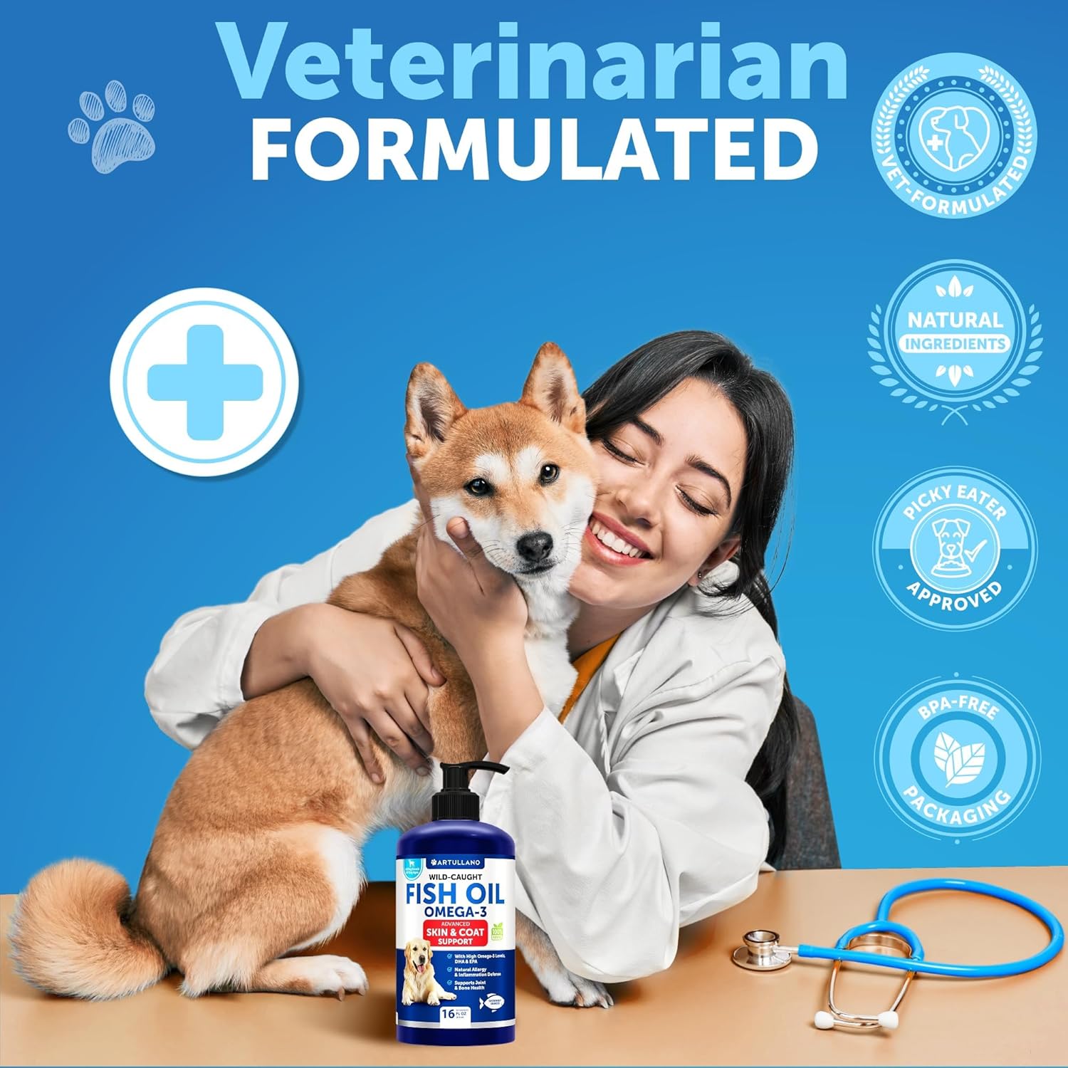 Omega 3 Fish Oil for Dogs - Better Than Salmon Oil - Skin and Coat Defense Liquid Supplement for Allergy Relief - High EPA & DHA for Shedding, Mobility, Itching, Joint & Bone Health Support - 16 FL OZ