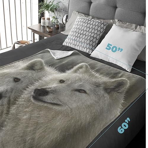 Miniatura 3 de Dawhud Direct Sunlit Wolves - Manta de forro polar para cama de 50 x 60 pulgadas, manta de forro polar de almas gemelas para mujeres, hombres y