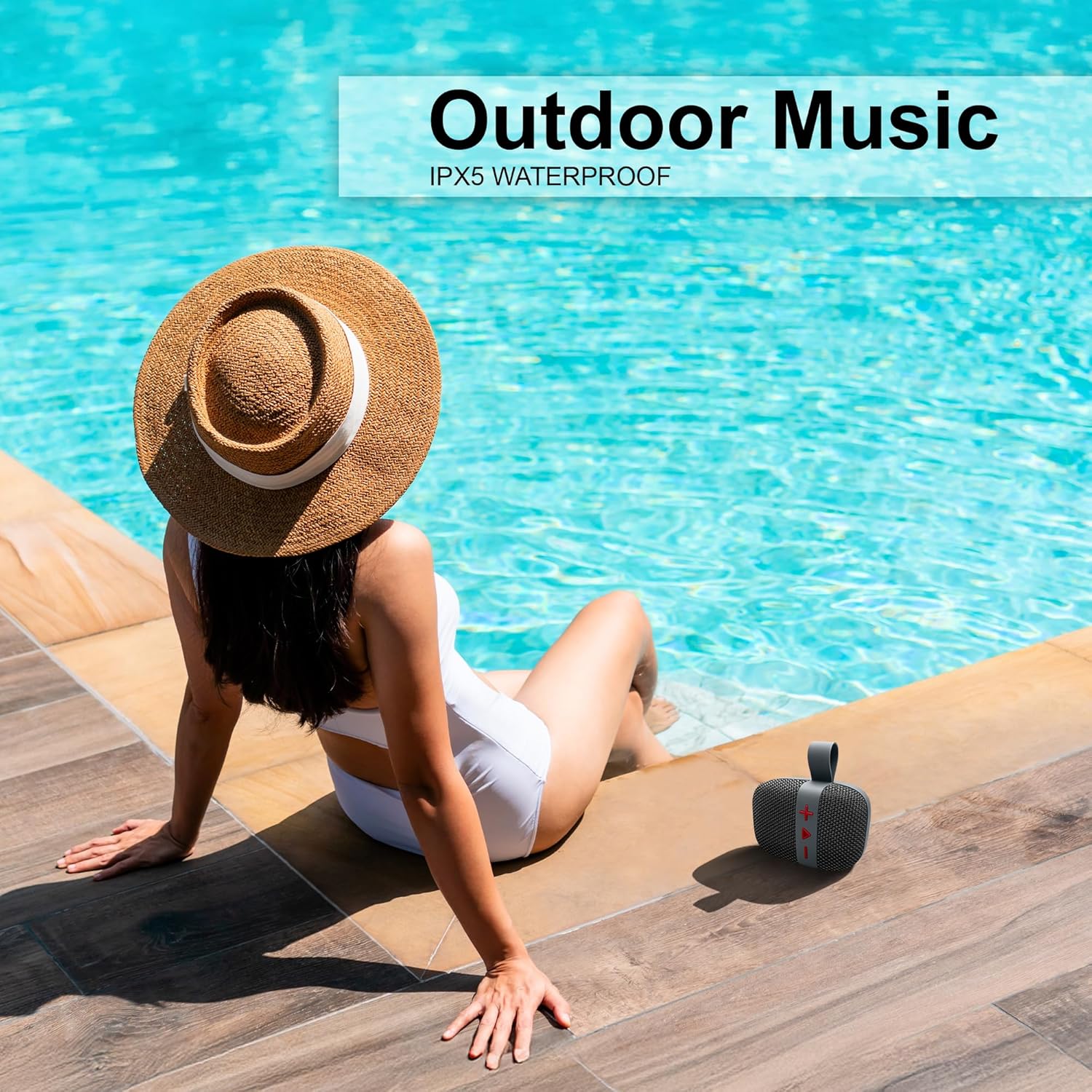 Fisher Portable Bluetooth Speakers, Clip-On Speakers Bluetooth Wireless, IPX5 Waterproof Speaker,10W Peak Power Bluetooth Speaker Stereo HD Sound, BT 5.3, FM Radio, for Pool, Beach, Use Anywhere