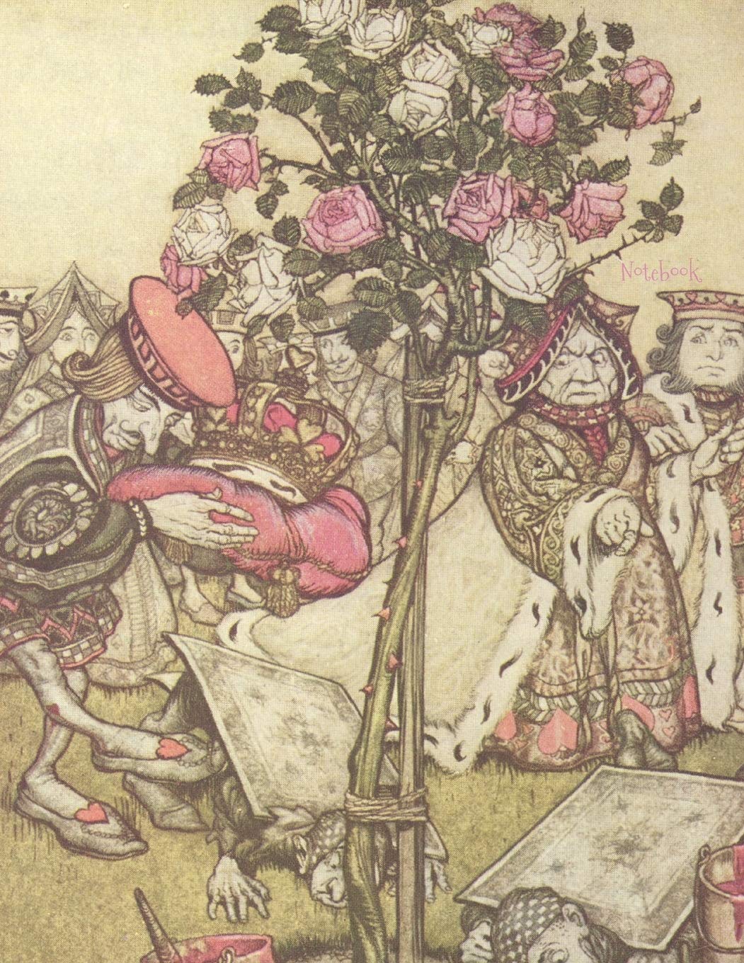 Notebook: Arthur Rackham Alice in Wonderland Queen of Hearts 110 Pages Large Wideruled Journal