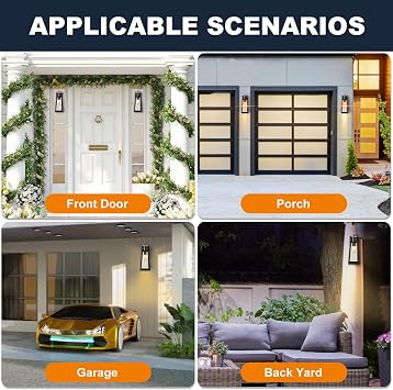 Motion Sensor Outdoor Lights 2 Pack, Dusk to Dawn Outdoor Wall Lights with 220 Detection & 3 Modes, IP65 Waterproof Exterior Lighting Fixtures for House Porch Patio Garage (Black)