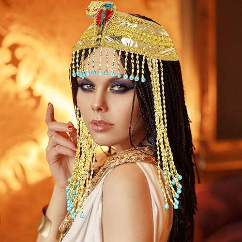 Miniatura 3 de Diadema egipcia con cuentas de serpiente para mujer, accesorio de disfraz egipcio con cuentas