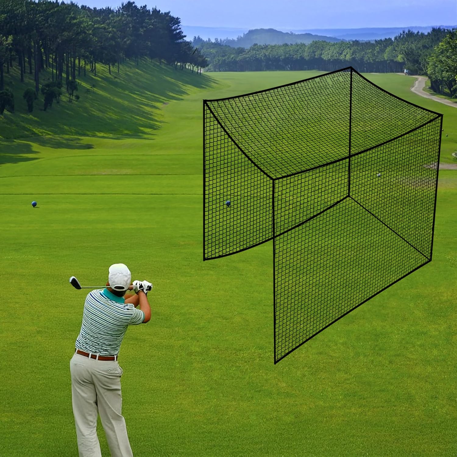 Golf Net, Golf Batting Cage Netting Golfs Practice Nets, 10 x 10ft x 10ft Ports Practice Barrier, Heavy Duty Ball Netting for Backyard