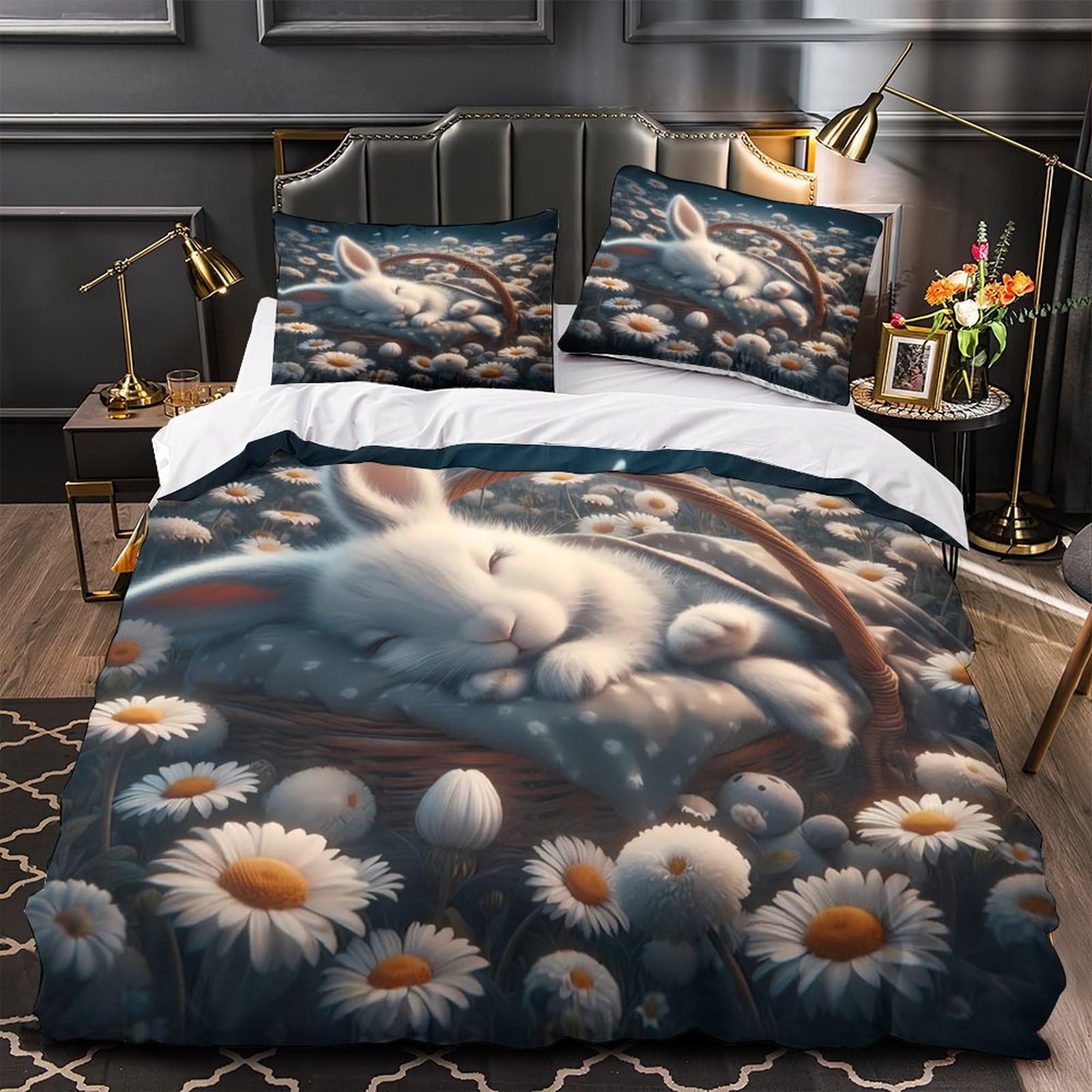 Housse de couette lapin mignon pour chambre d'ado cocooning