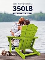 Vista 128 de KINGYES - Silla Adirondack plegable, sillas de patio de polietileno de alta densidad para todo tipo de clima, silla de césped con textura de madera