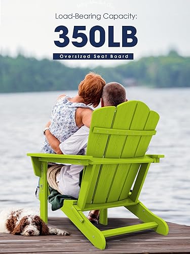 Vista 67 de KINGYES - Silla Adirondack plegable, sillas de patio de polietileno de alta densidad para todo tipo de clima, silla de césped con textura de madera