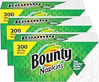 Bounty Paper Napkins White 200 Count (3 Pack) - Thicker More Absorbent Dinner Napkins for Mess-Free Meals