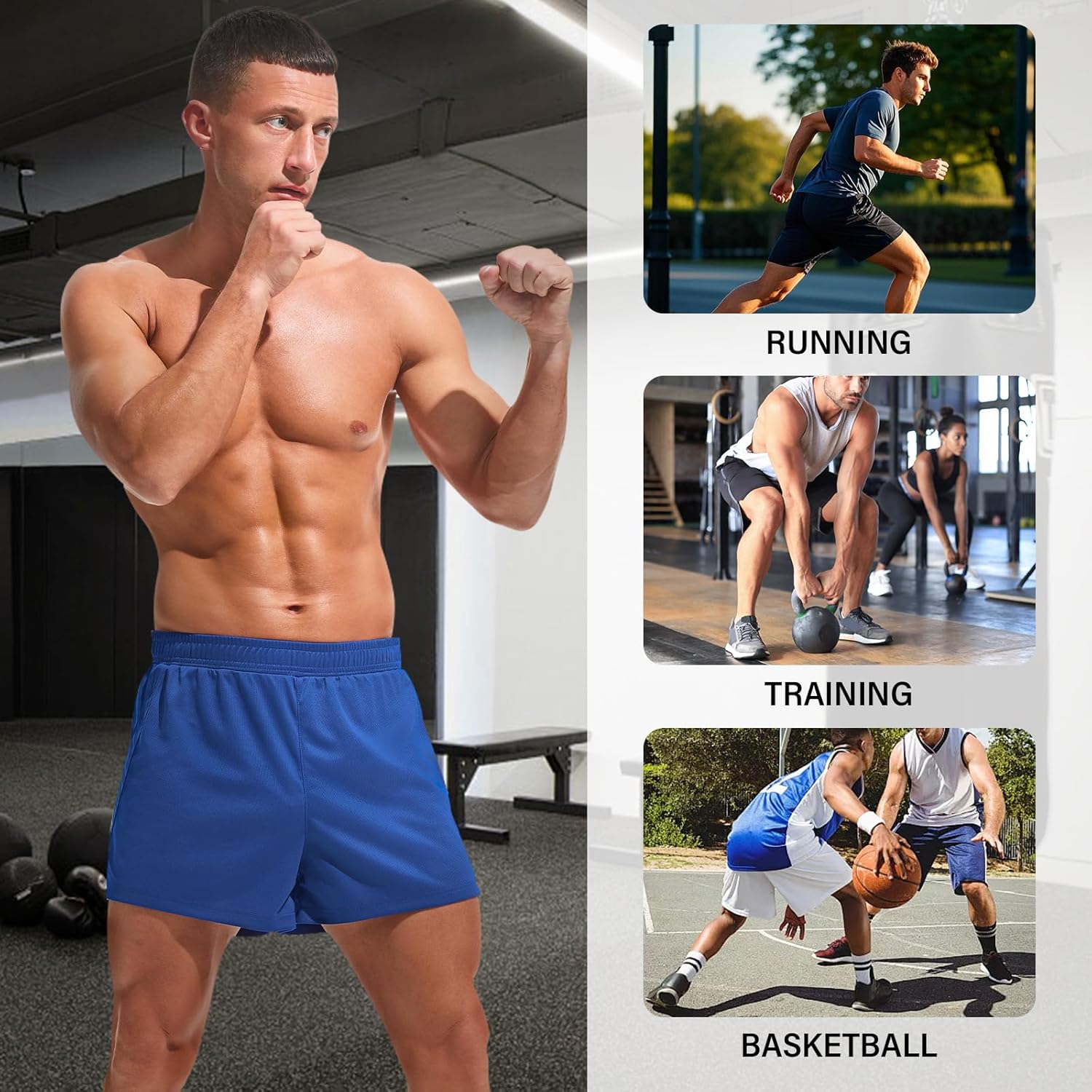 AMY COULEE Mens Mesh Athletic Shorts 3" Workout Gym Quick Dry Running Shorts with Drawstring - Image 5