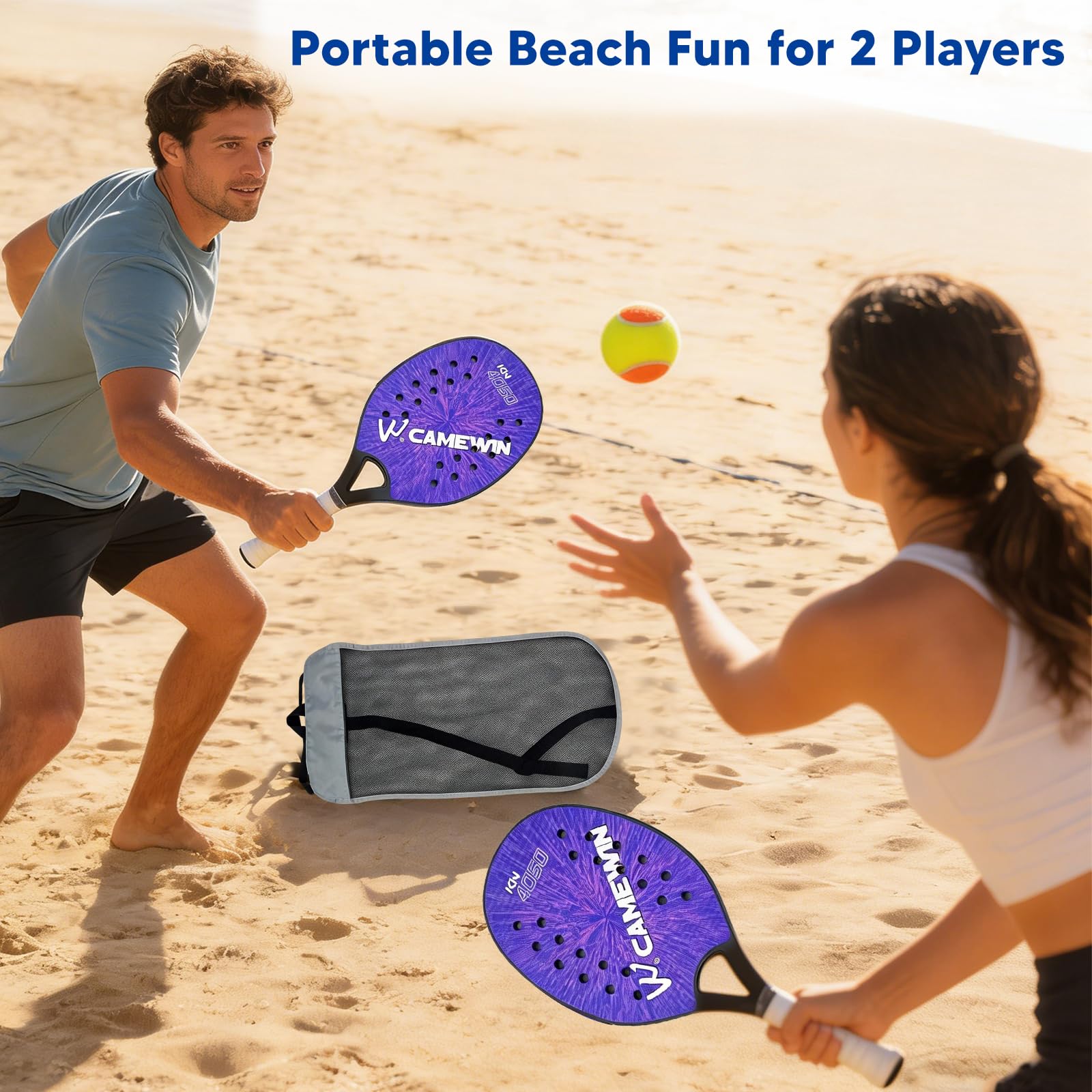 Colaxi Set di racchette da beach tennis di alta qualità con custodia per il trasporto, presa e durata migliorate