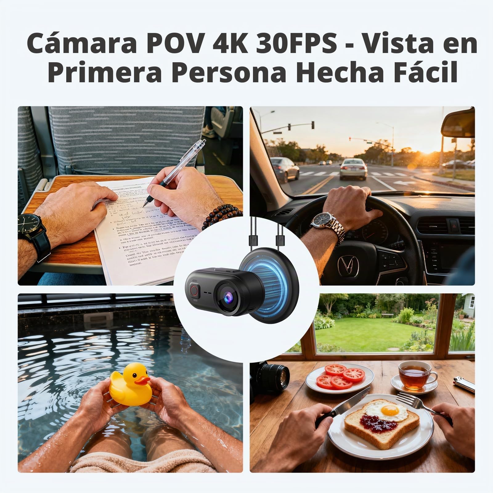 4K Mini Camara Deportiva, 20MP Cámara Corporal,Tarjeta SD integrada de 64 GB,Estabilización de 6 Ejes Videocámara Cámara Portátil,Magnético Camara para Vlog Moto Bici