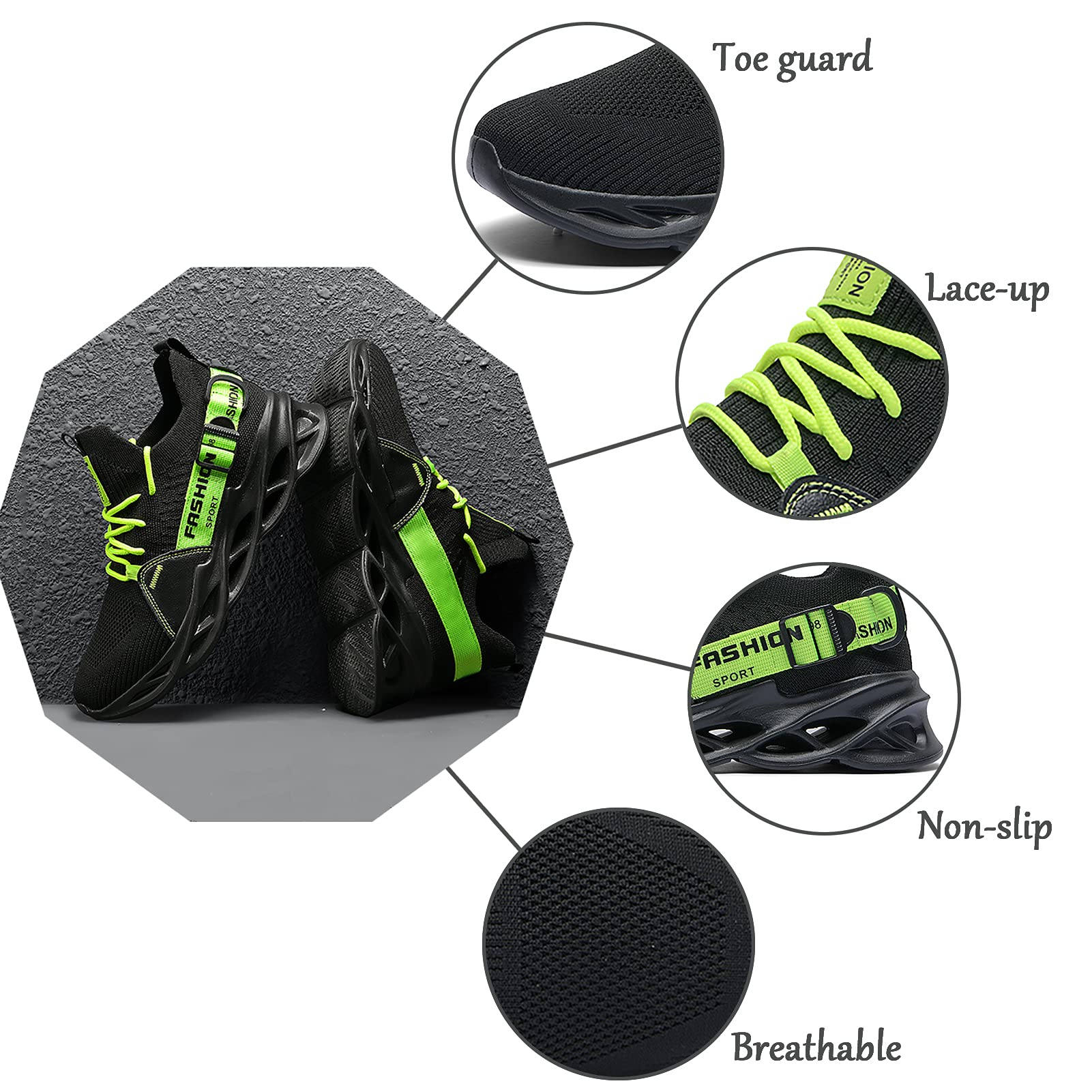 Scarpe Running Uomo Ginnastica Sneaker Donna Leggere Traspirante Outdoor Sportive Calzature da Corsa Pallavolo Tennis Nero Verde Bianco Rosa Giallo Grau Orange Viola Rosso Marrone EU 36-46