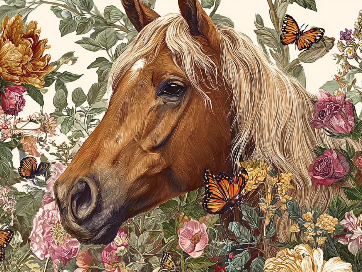 Puzzle de 3000 para Adultos, Caballos De Flores, Clásicos YHPGL7-371