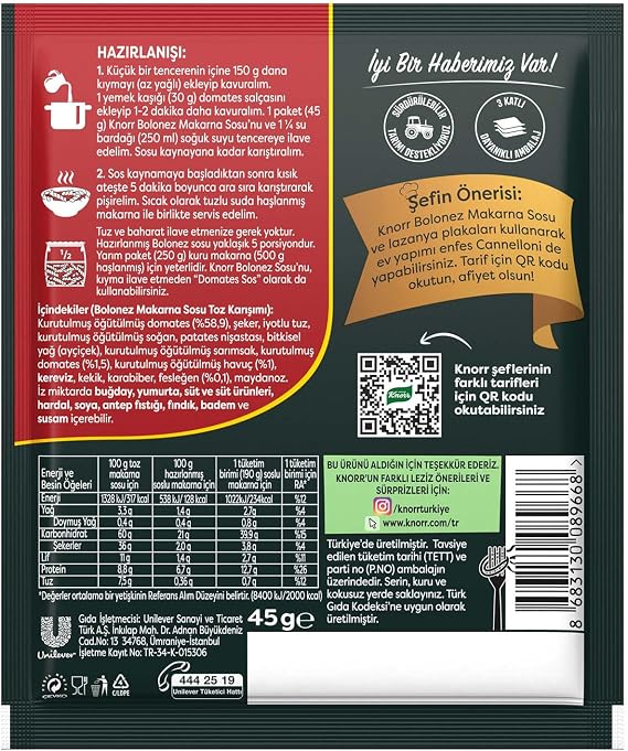 Knorr Bolonez Makarna Sosu 45g