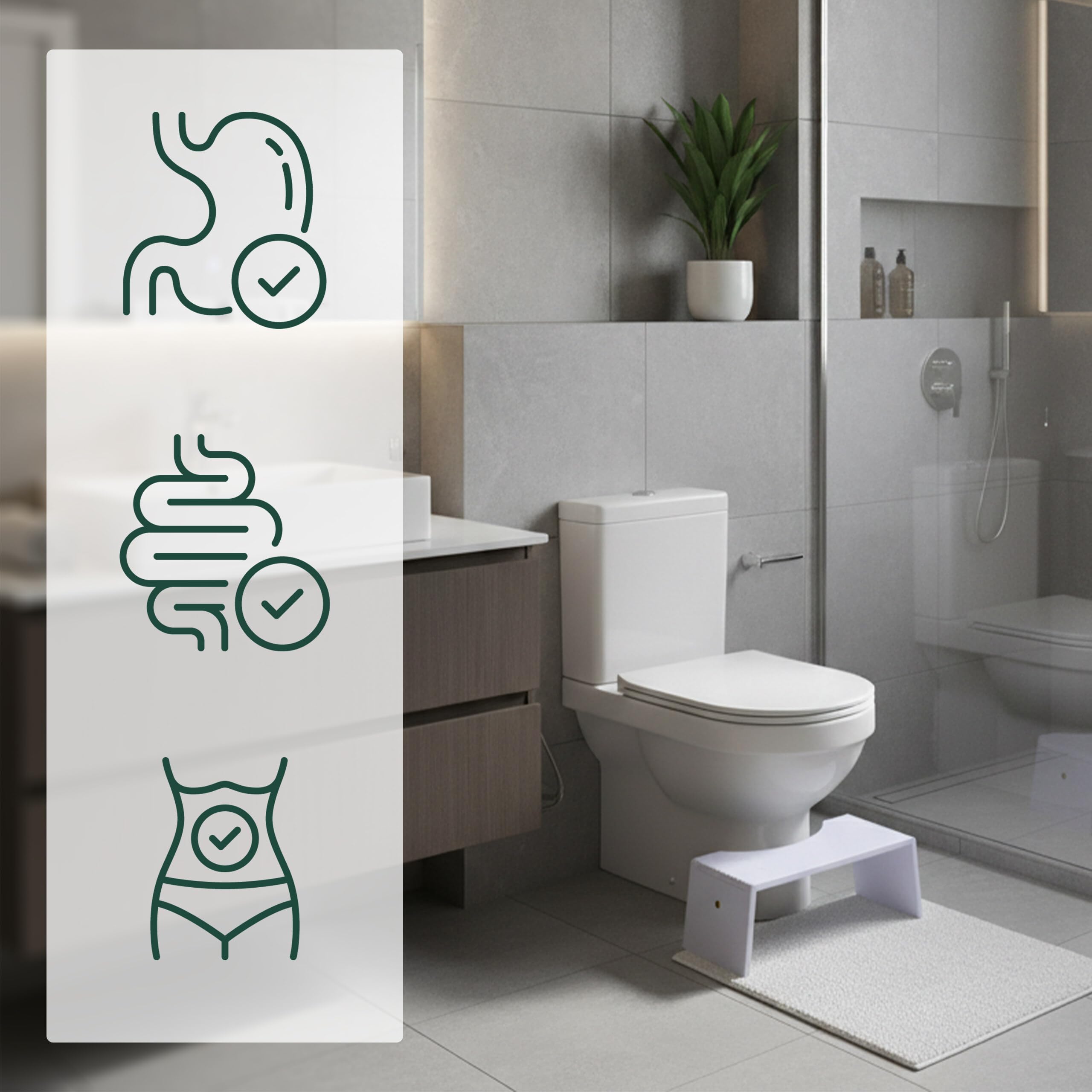 Relaxdays Taburete Inodoro Plegable de bambú Antideslizante, reposapiés para Adultos, 43,5x20x19 cm, Blanco