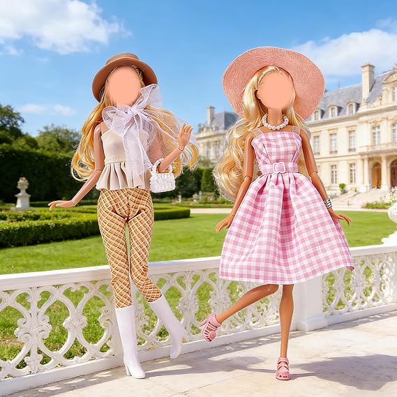 26Pcs Clothes and Accessories Compatible with 11.5 Inch Girl Dolls, Fashion Clothes and Accessories, Including Party Dress, Jewelry Accessoriess, Strapless Princess Dress, Fashion Tops Pants