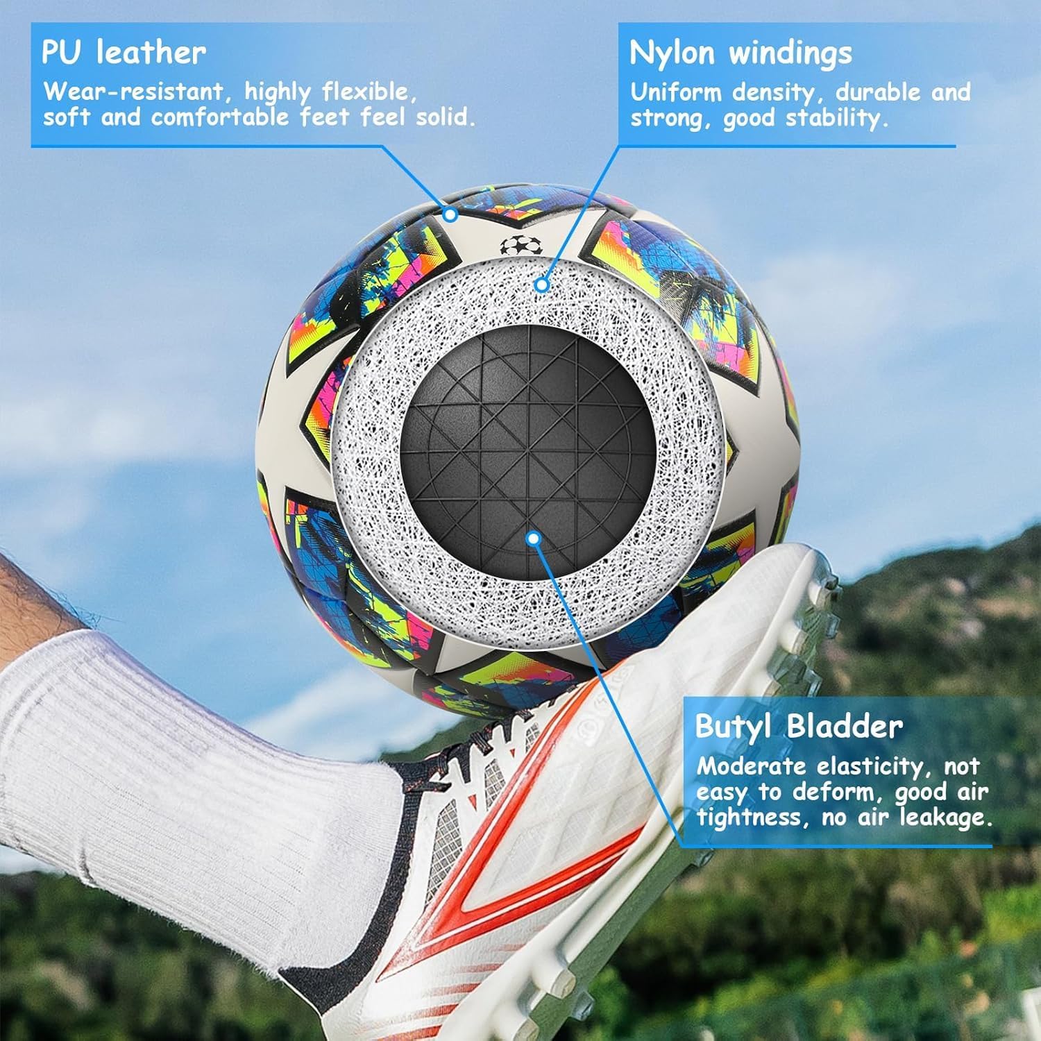 Soccer Ball Size 5, Soccer Ball Team Sports Training League Soccer Pro World Cup Adult Soccer