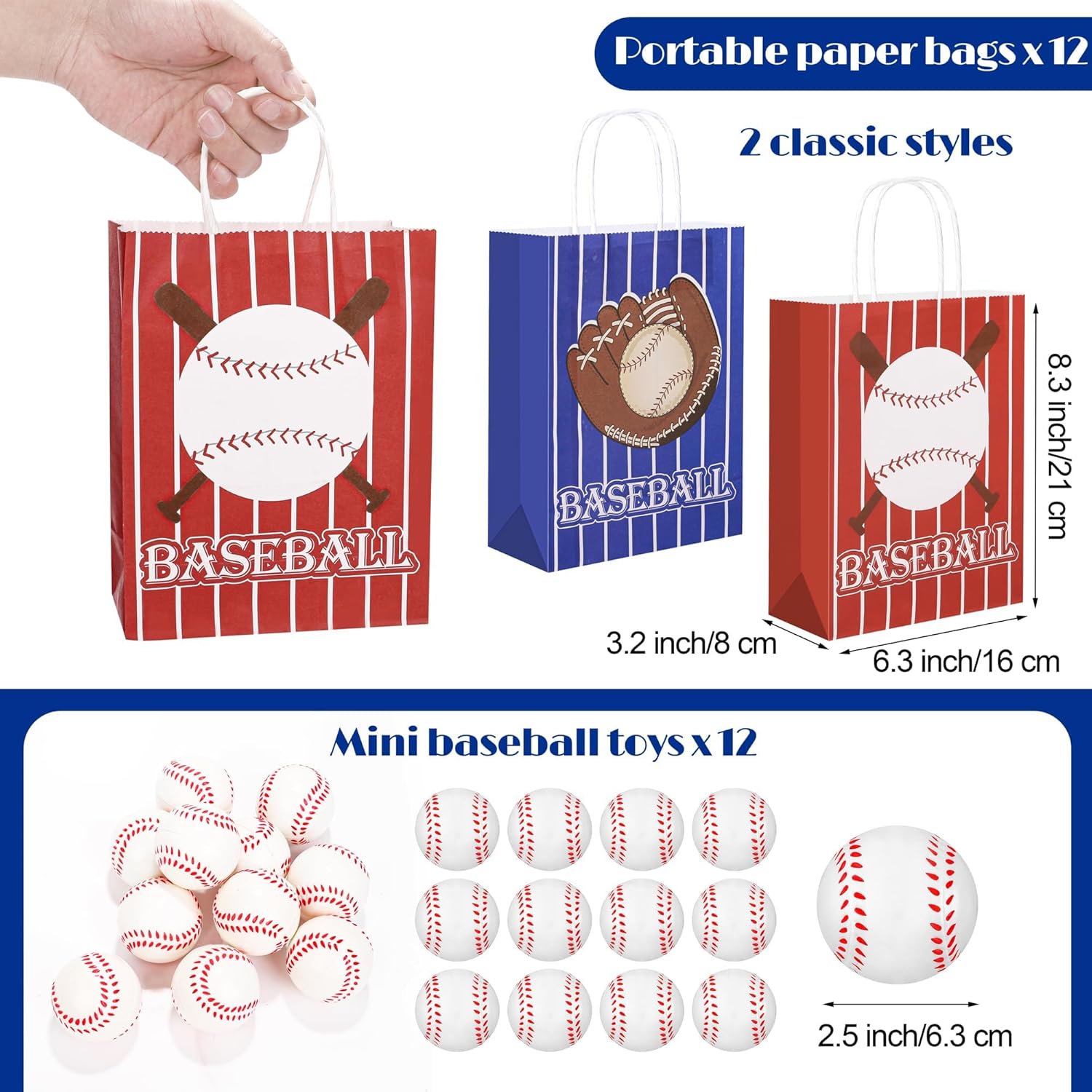 Aneco 144 Pieces Baseball Theme Party Favors with Inflatable Bats Stress Baseballs Keychains Stickers Whistle Medals Bracelets Tote Bags for Sport Party Baseball Decorations Birthday Gifts - Image 2