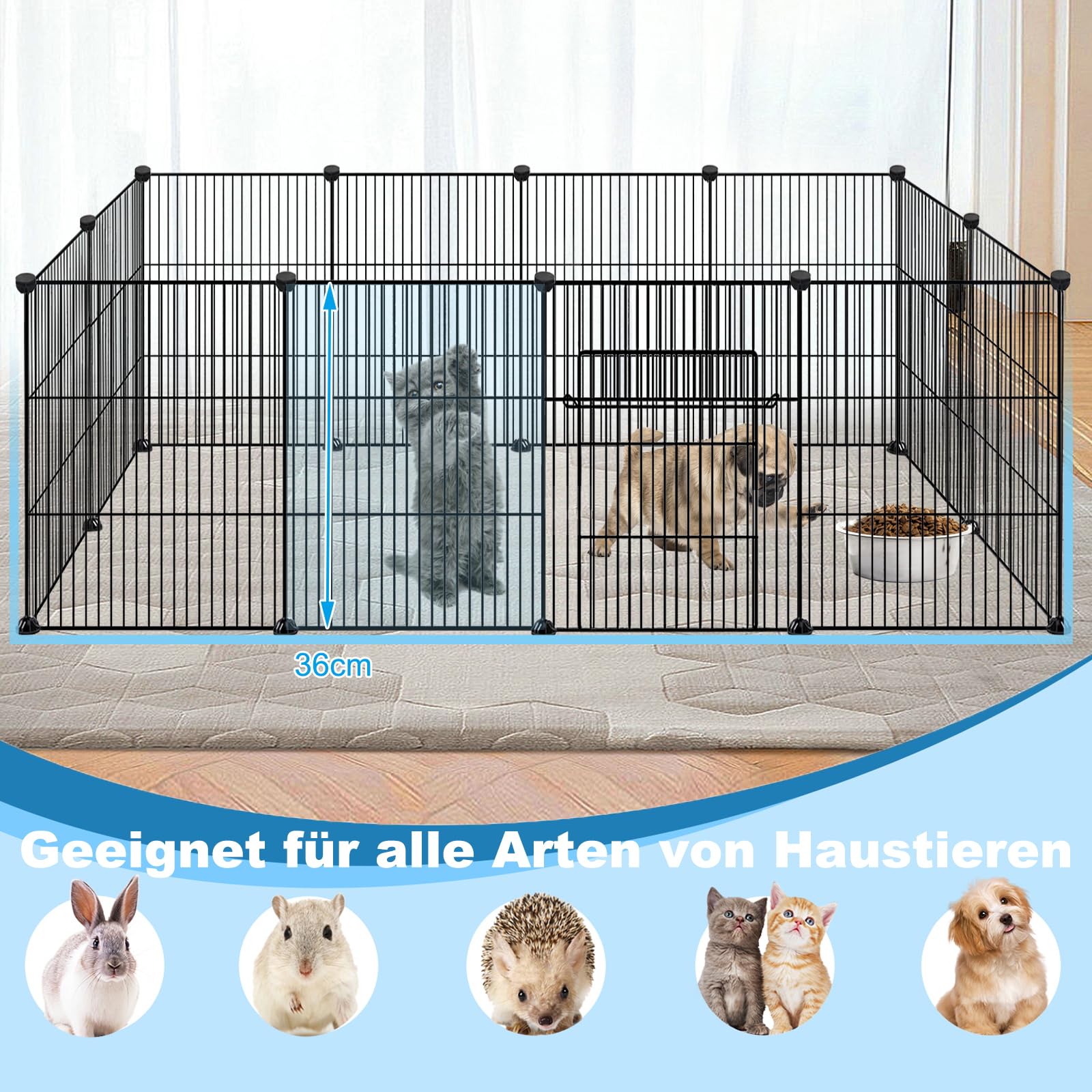 Recinzione per piccoli animali in rete metallica 142 x 75 x 72 cm
