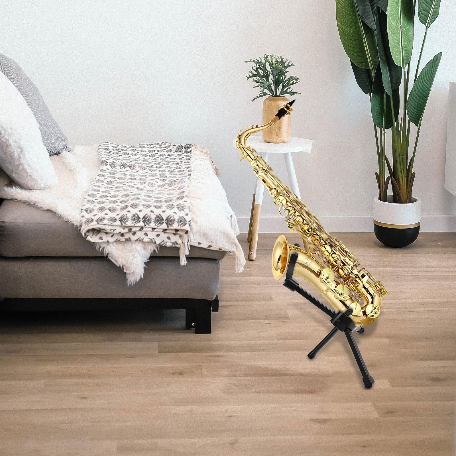 Veemoon Saxophonständer Altsaxophon Metall Klappbar Stabil mit Aufbewahrungstasche für Zuhause und Bühne