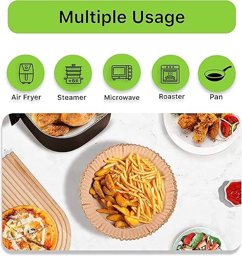Miniatura 3 de Air Fryer Liners Round, 100PCS for 2 to 5 Qt Air Fryer Disposable Paper Liner, 6.3 inch Unbleached Non-stick Oil-proof Parchment Paper