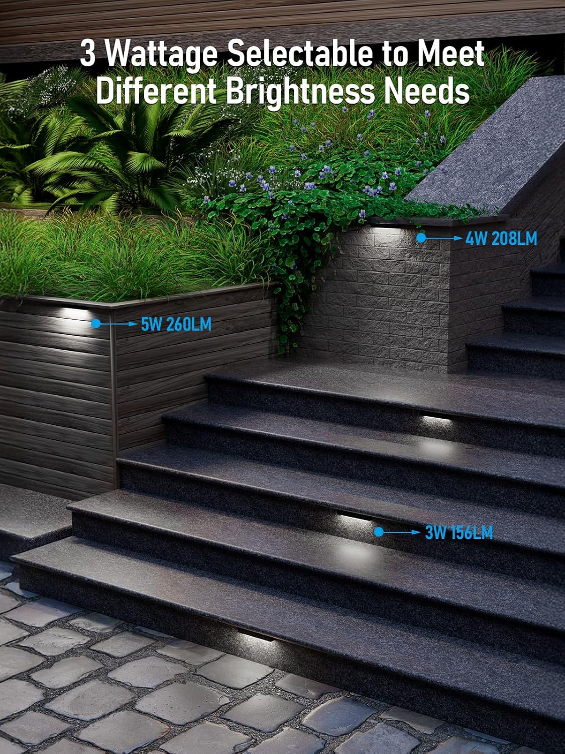 LEONLITE 7 Inch LED Hardscape Lighting, Update Retaining Wall Lights, LED Landscape Lighting, 12-24V AC/DC Paver Light Low Voltage, 3W/4W/5W Dimmable Outdoor Step Lights, 5000K Daylight, ETL, 4 Pack