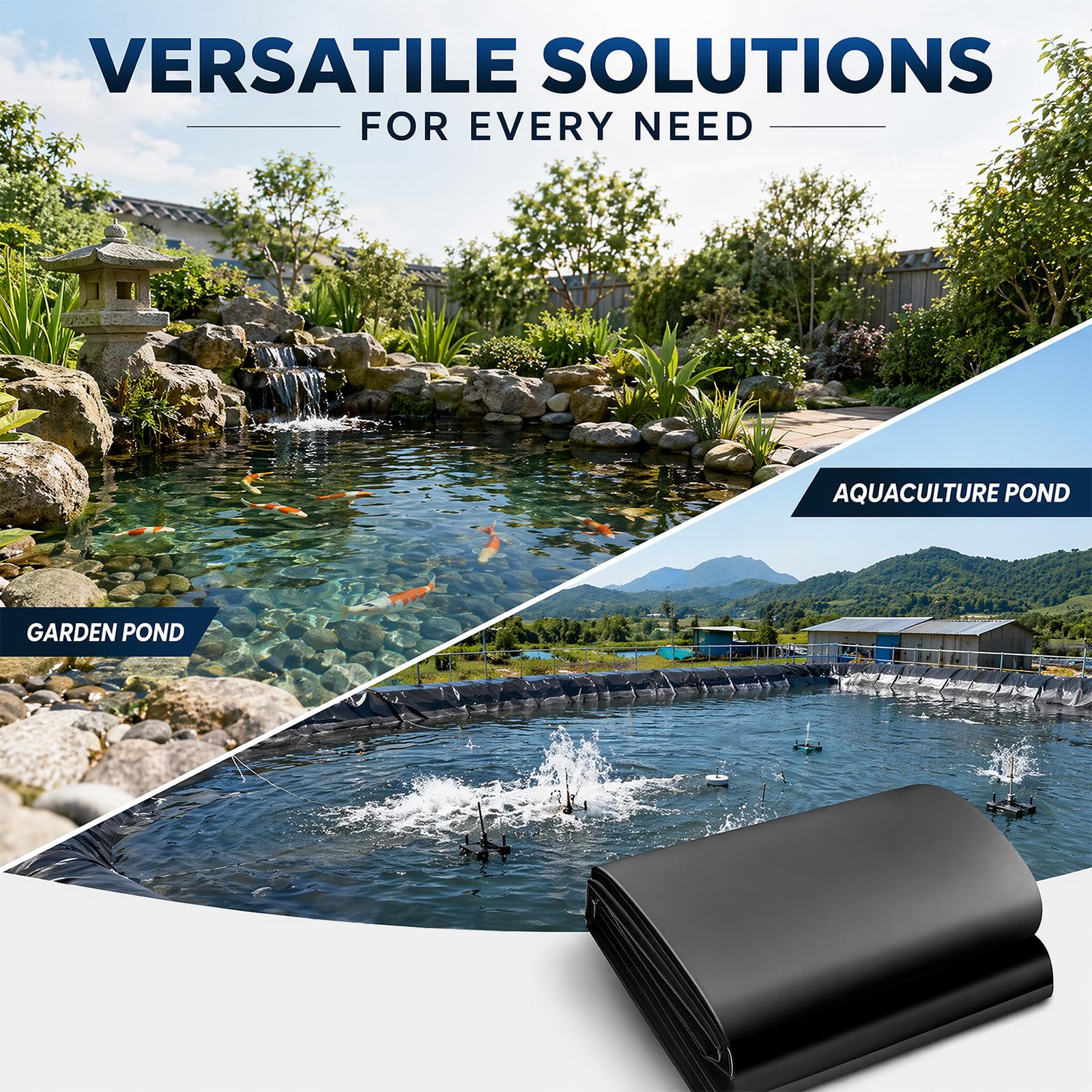 3x4m Teichfolie, Teichfolien Schwimmteich Folie | Wasserdicht leckdest Gartenteich Teichplane Schwarz HDPE für Fischteiche, Brunnen, Wassergarten und Wasserfall Stärken 0.2 MM