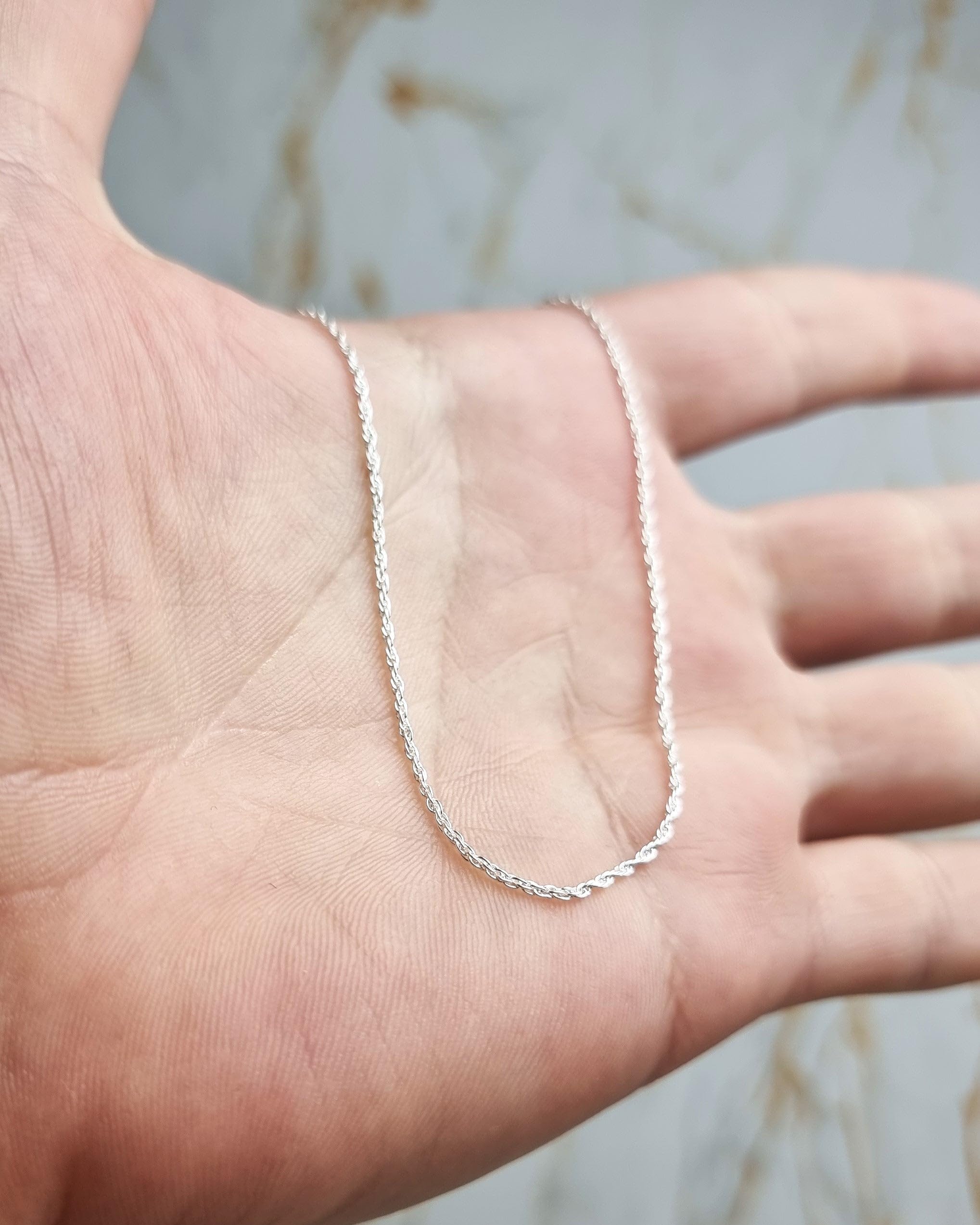 SilverAmber Jewellery Wyprodukowano we Włoszech, srebro wysokiej próby 925, łańcuszek linowy 1,7 mm z powłoką zapobiegającą matowieniu - GCH013