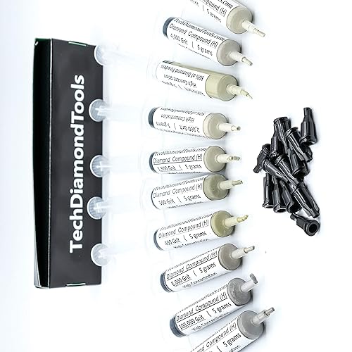 Miniatura 3 de TechDiamondTools Kit de 10 pastas de pulido compuesto de pulido de diamantes, hechas en Estados Unidos, grano 200,000 a 400 para mármol, vidrio,