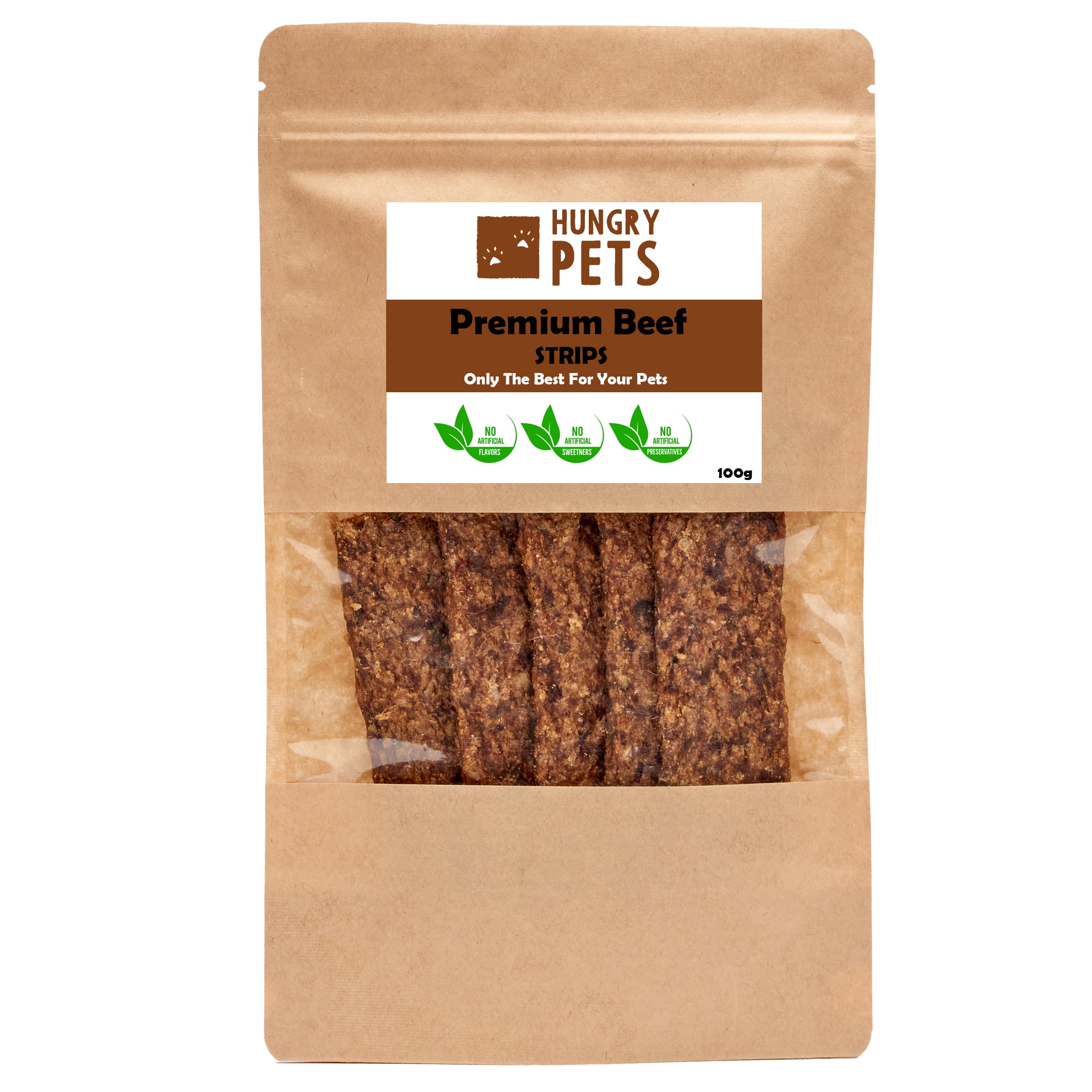 Premium 100% Beef Strips, Natural Dog Treat, 100g