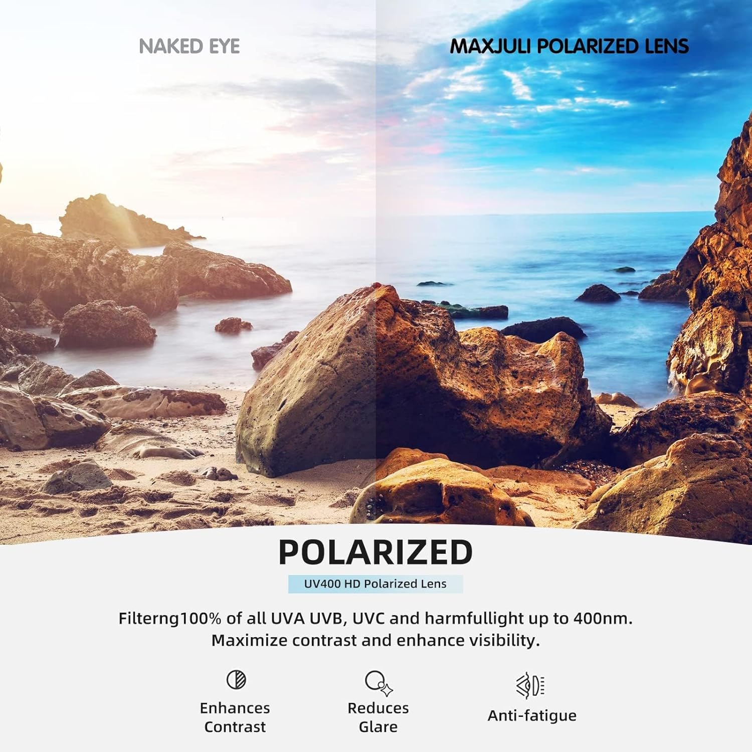 MAXJULI Polarized Big Sunglasses for Men Women with Big Heads UV 400 Protection 8125 - Image 5