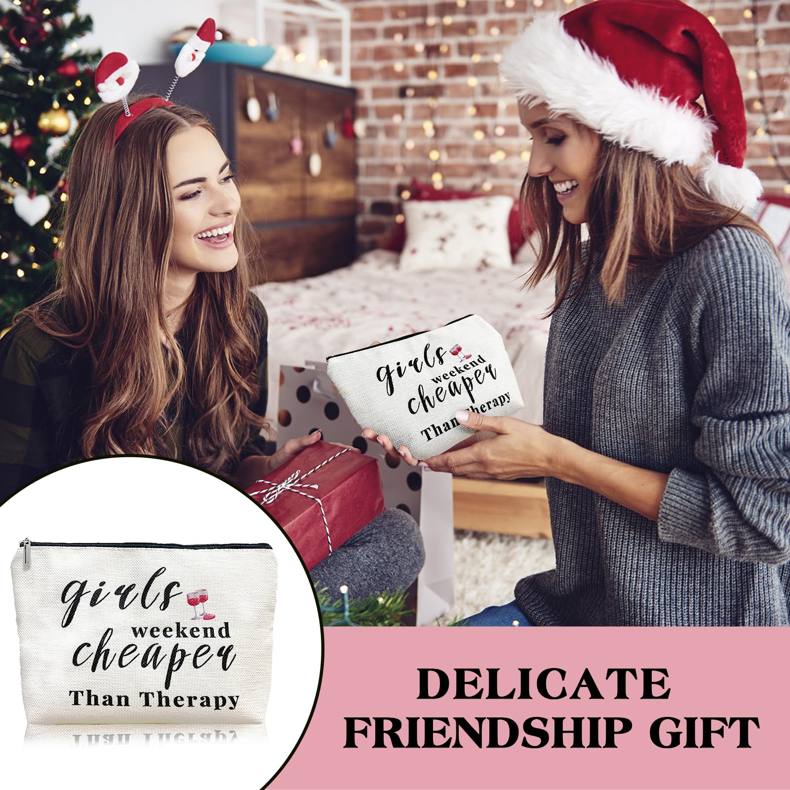 3 Pcs Girls Weekend Gift Travel Makeup Bag, Bestie Gift, Girls Weekend Gifts, for Best Friends Travel Gifts, Christmas Graduation Wedding Birthday Gift for Travel Toiletry Pouch