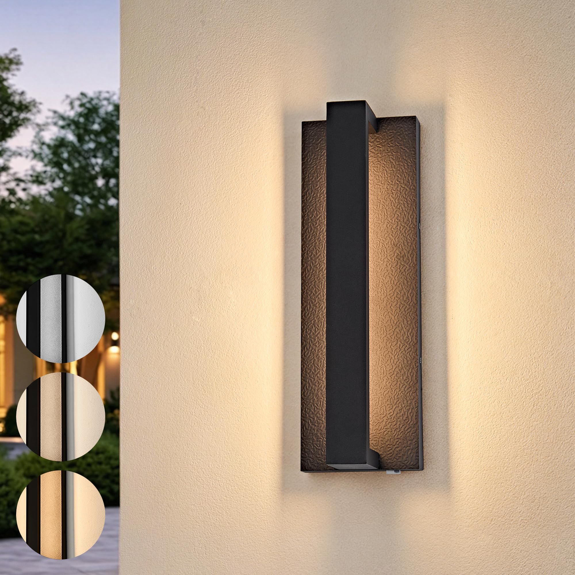 OKELI Modern LED Outdoor Wall Lights 16" Black Outdoor Light Fixture 1 Pack