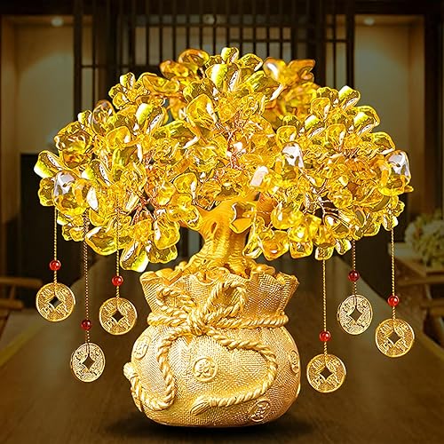 Miniatura 2 de Colgante de árbol de la fortuna de citrino, para gabinete de vino, adornos decorativos de cristal, árbol de dinero, Feng Shui, bonsái para la
