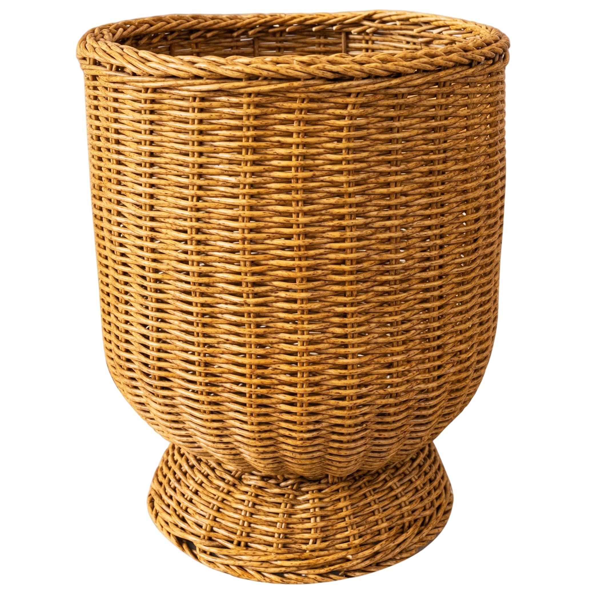 Bemonew Wicker Planter, Handwoven Plant Basket Decorative Urn Planter Flower Holder for Indoor & Outdoor, Small
